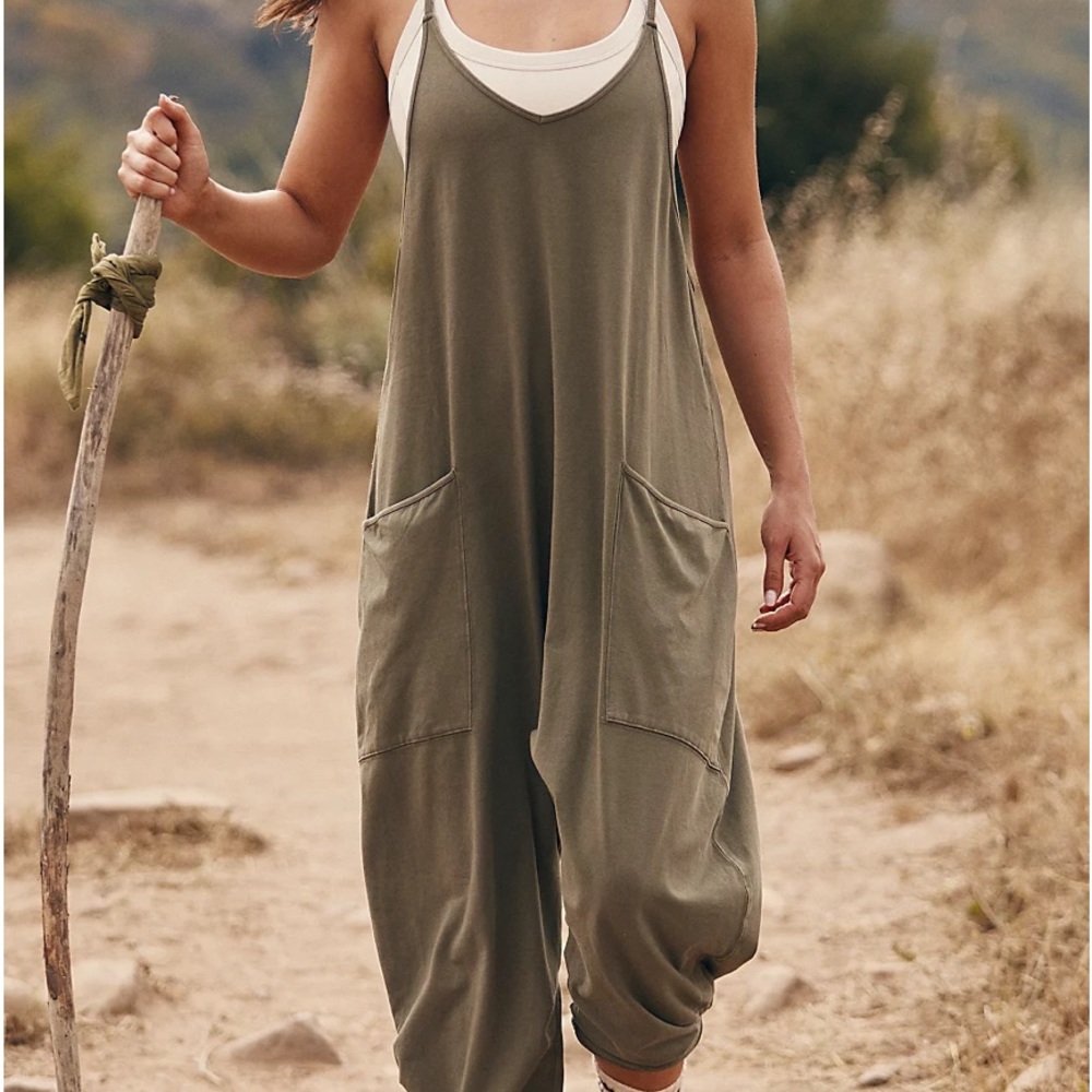 Free people olive green jumpsuit